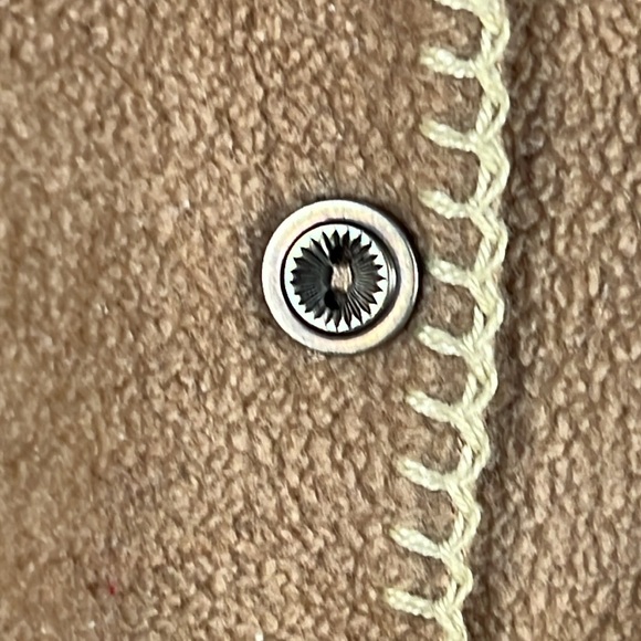 Attraction Fleece Embroidered Leaves Fall Button Up Light Jacket - Picture 7 of 8